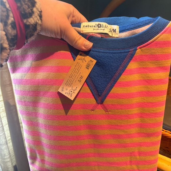 Natural Life Oversized Striped Crewneck NWT - Picture 2 of 3